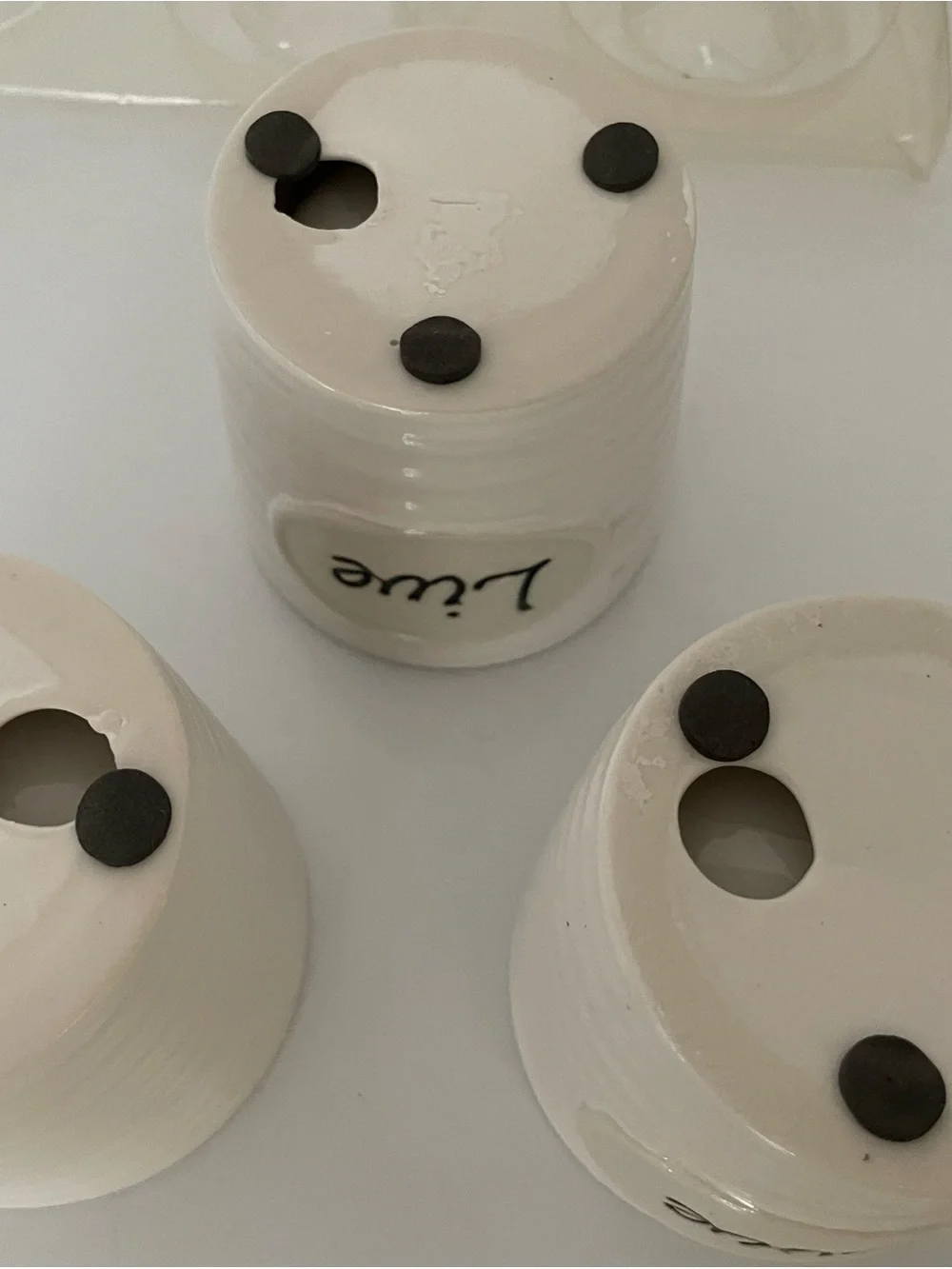 New Yankee Candle holders White Ceramic 'Live laugh love”' Trio